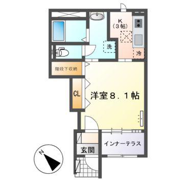 サンビラーゼウエスト(1K/1階)の間取り写真