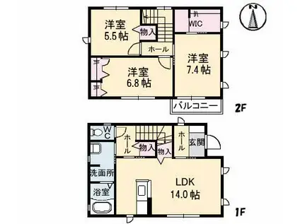 サガージュ A棟(3LDK/1階)の間取り写真
