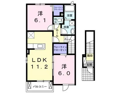 カーサ フェリーチェ II(2LDK/2階)の間取り写真