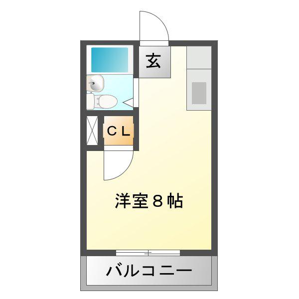 八代ハイツ(ワンルーム/2階)の間取り写真