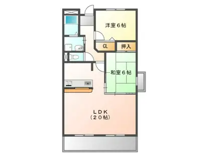 グリーンハイム千里II(2LDK/3階)の間取り写真