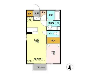 ミウ・ヴィエント(1LDK/2階)の間取り写真