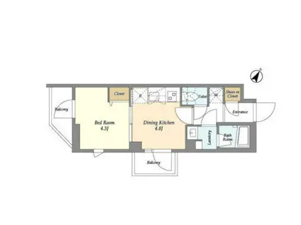 ドゥーエ曳舟II(1DK/4階)の間取り写真