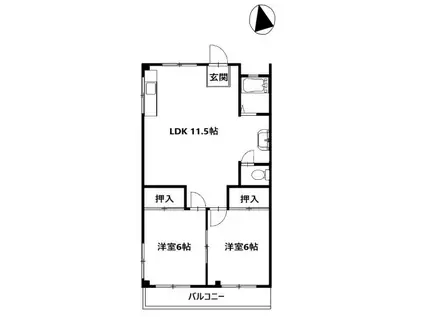 みづほハイツ(2LDK/3階)の間取り写真