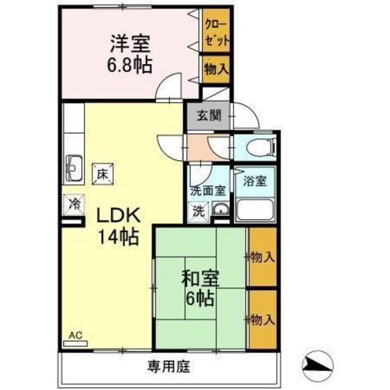 セジュール細馬(2LDK/1階)の間取り写真