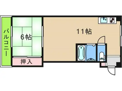 安立ハイツ(1LDK/3階)の間取り写真