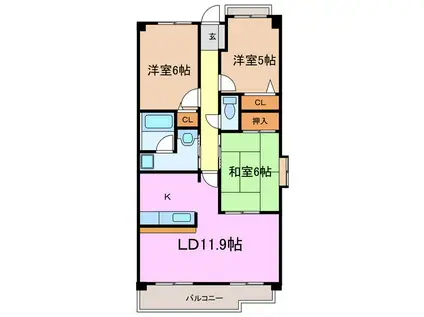 ピアネーズ神ノ倉A棟(3LDK/3階)の間取り写真