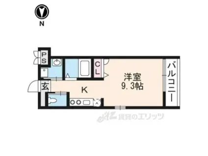 LA VITA 二条月光(1K/1階)の間取り写真