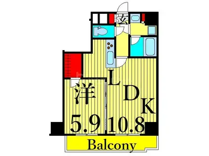 GENOVIA南千住IISKYGARDEN(1LDK/11階)の間取り写真