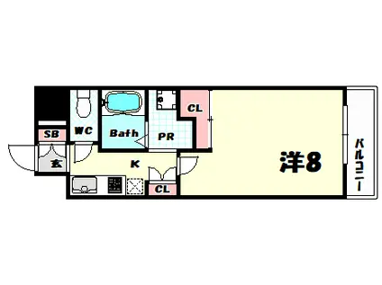 マリンシティ三宮(1K/6階)の間取り写真