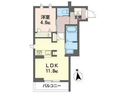 グランメゾンアムール錦町(1LDK/4階)の間取り写真