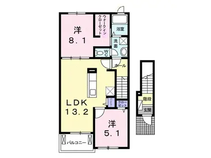 ルーベル太田D(2LDK/2階)の間取り写真