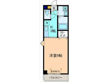 石川県金沢市 3階建 築27年(1K/2階)の間取り写真