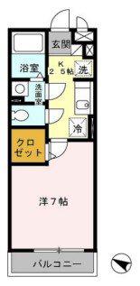 パピヨン南大沢(1K/1階)の間取り写真