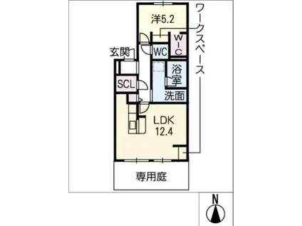 パークプレイス(1LDK/1階)の間取り写真