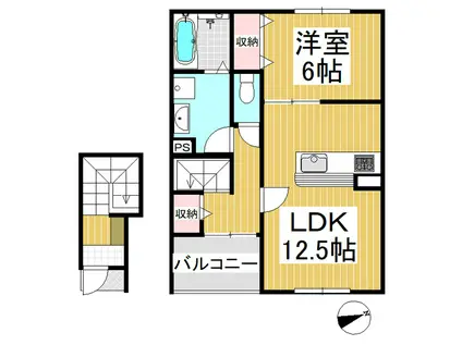 リナージュ秋和(1LDK/2階)の間取り写真