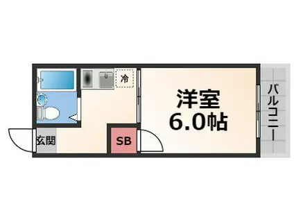 シャトーエソール(1K/4階)の間取り写真