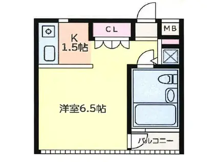 アッパルタメントプラート(1K/1階)の間取り写真