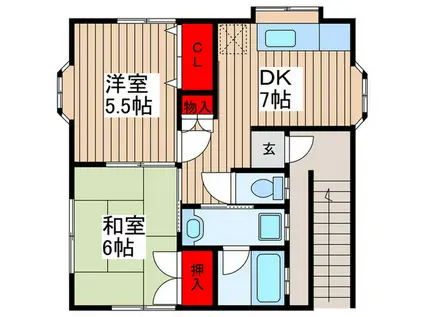プリンス(2DK/2階)の間取り写真