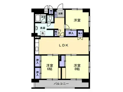 所沢スカイマンションC(3LDK/3階)の間取り写真