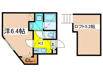 GLANQUAL練馬(1K/3階)の間取り写真
