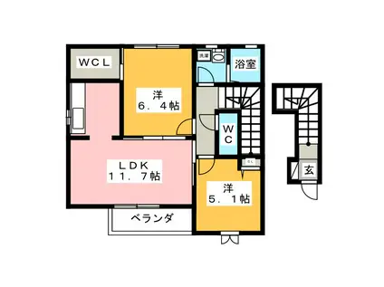 ブランシェ四季II B(2LDK/2階)の間取り写真