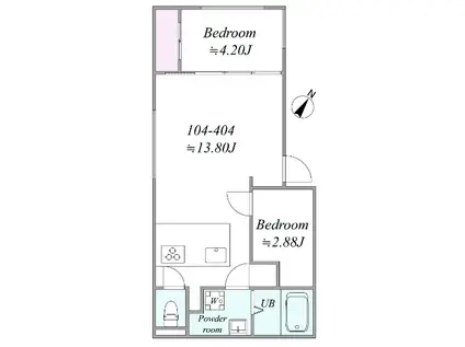 TRIAS166(2LDK/2階)の間取り写真