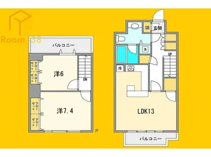 オークテラス(2LDK/3階)の間取り写真