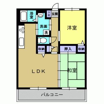 クラルテ古閑A(2LDK/1階)の間取り写真