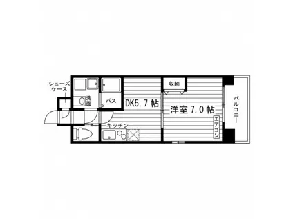 エフォール岡山(1DK/2階)の間取り写真