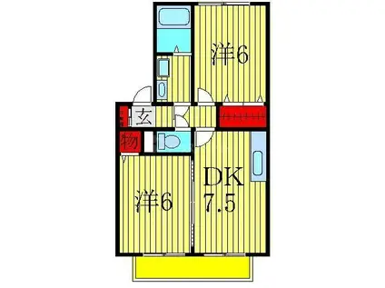 フレシール(2DK/1階)の間取り写真