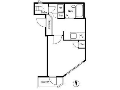 クルークアインス東陽町(1K/2階)の間取り写真