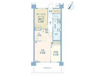 プロミライズ青葉台Cブロック(1SLDK/3階)の間取り写真