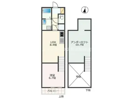 アドバンスIKENOUE(1SLDK/1階)の間取り写真