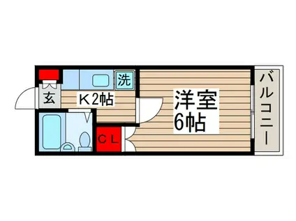 京成本線 京成大久保駅 徒歩15分 3階建 築41年(1K/3階)の間取り写真