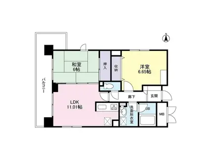 ジ・アパートメント・ヒルトップ中野(2LDK/6階)の間取り写真