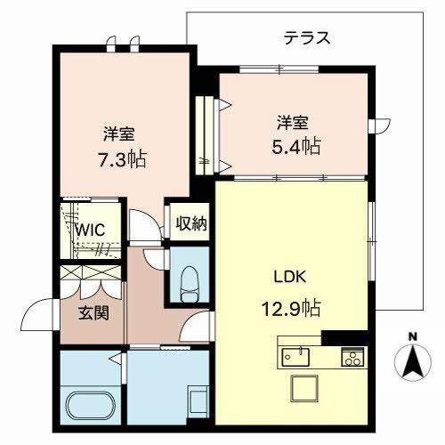 BELLA VISTA(2LDK/1階)の間取り写真