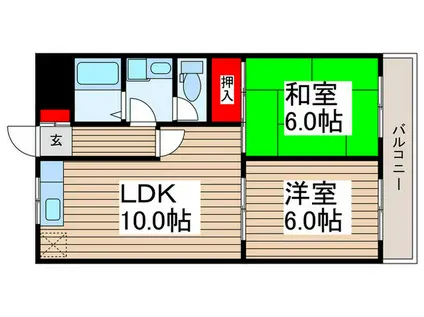 シティハウス舞(2LDK/2階)の間取り写真