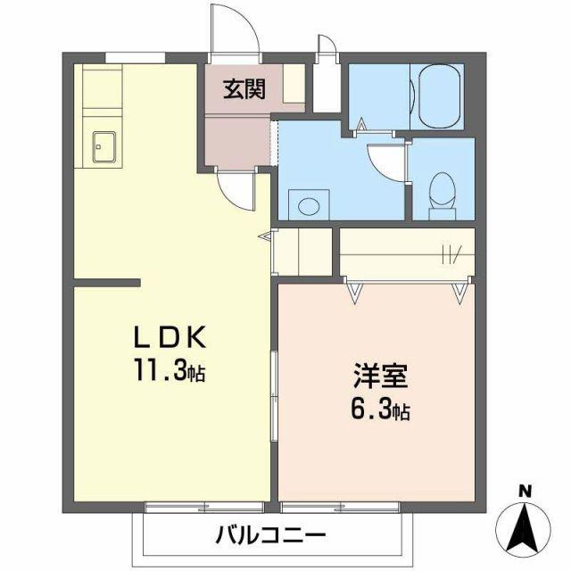 ソレジオKAWAKAMI(1LDK/2階)の間取り写真