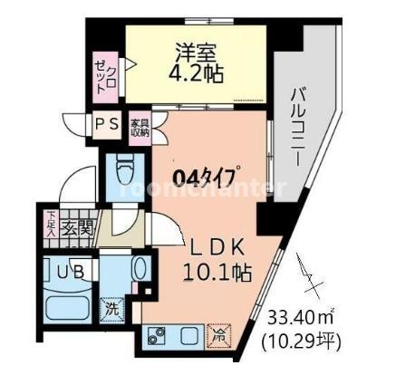 イーストサイド(1LDK/4階)の間取り写真