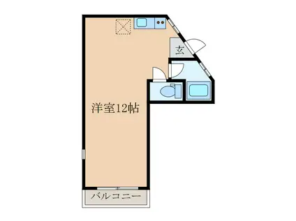 カーサビアンカ(ワンルーム/2階)の間取り写真