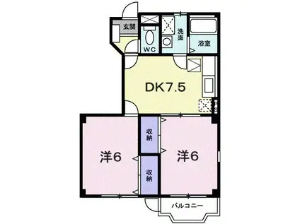 ナルチーゾII(2DK/1階)の間取り写真