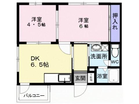 メゾンモンシェリB(2DK/2階)の間取り写真
