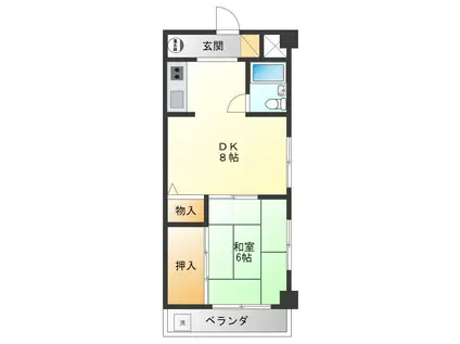 ハイツ角谷(1DK/3階)の間取り写真