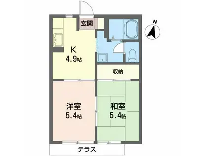 カーサフェリスA棟(2K/1階)の間取り写真