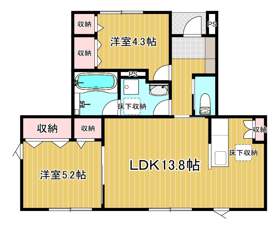 APT K III(2LDK/1階)の間取り写真