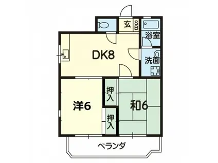 ガーデンコーポ尾ノ上(2DK/3階)の間取り写真