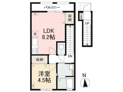 あかねハルカス(1LDK/2階)の間取り写真