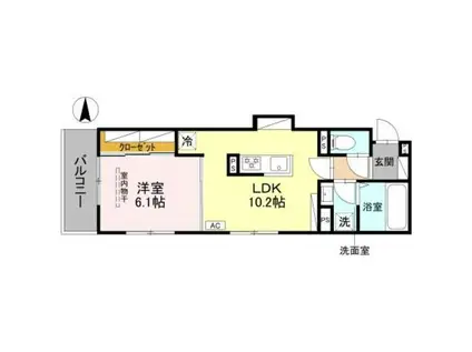 D-ROOM壬生森町(1LDK/1階)の間取り写真