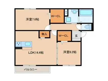 ベル フォレット ノール(2LDK/2階)の間取り写真